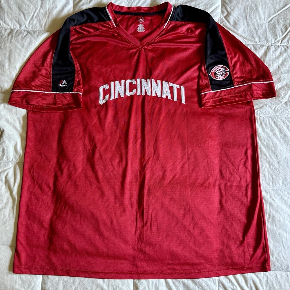 Majestic Cincinnati Reds Cooperstown Stitched Mesh Letter BP Jersey Mens 4XL EUC